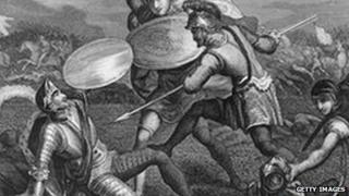 Picture of King Richard III being killed during the Battle of Bosworth Field on 22 August, 1485