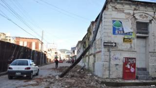 Picture taken in San Marcos, 240 km of Guatemala City, showing the damages caused by an earthquake on 7 July, 2014.