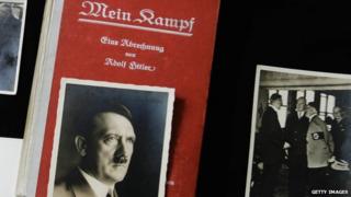 A first edition of Mein Kampf and photos of the Adolf Hitler,