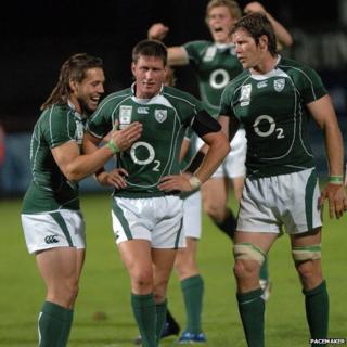 Ronan O'Gara playing for Ireland in Belfast in 2007