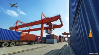 Port with containers