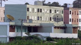 Lourdes base communications dishes - 2001 file pic