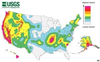 US Geological Survey shows an updated federal earthquake risk map