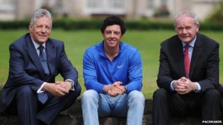 Peter Robinson, Rory McIlroy and Martin McGuinness