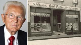 Karl Albrecht and the shop in Essen started by his mother