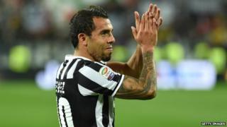 Carlos Tevez celebrates after Juventus beat Atalanta BC 1-0 - 5 May 2014