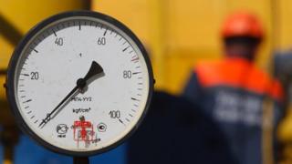 A pressure valve on a gas pipeline