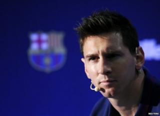 Lionel Messi at a news conference in Barcelona, 2 October