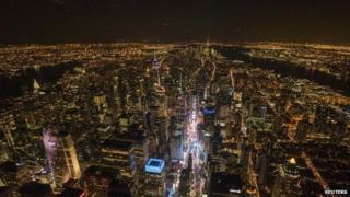 Aerial image over Midtown, Manhattan