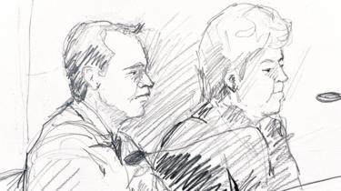 Swedish doctor Martin Peter Trenneborg (L) is seen next to his lawyer Mari Schaub in this courtroom sketch received by Reuters on 25 January 2016