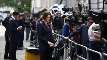 Reporters in Downing Street