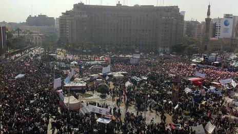 Tahrir Square with crowds