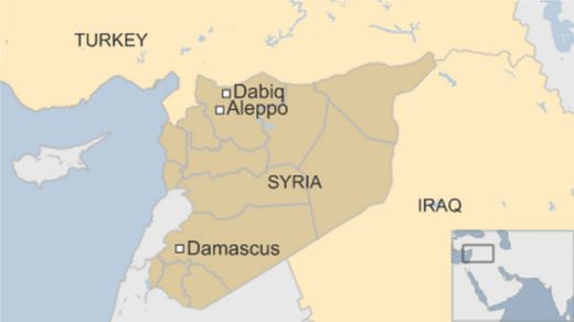 Bản đồ khu vực Dabiq, Syria.