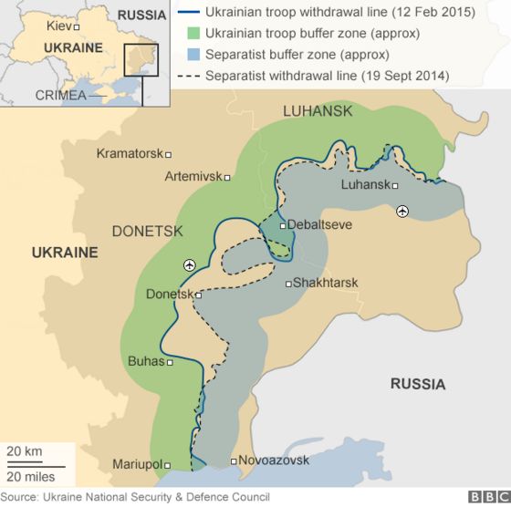 Map Ukraine Separatist Area Control July 2015 