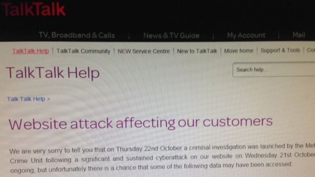 Statement on TalkTalk website