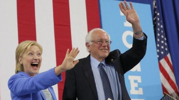 El 12 de julio Bernie Sanders anunció públicamente su apoyo a Hillary Clinton.