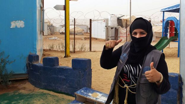 A teenager in one of the camp's community centres