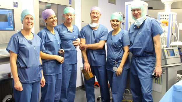 The medical team at the Inselspital Bern (handout photo dated 10 December)