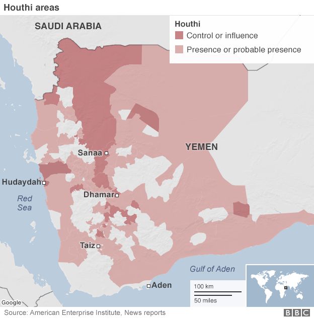 Map of Yemen conflict