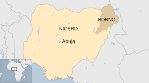 map of Nigeria, showing borno state