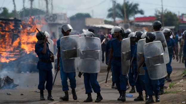 Police at Burundi demonstration