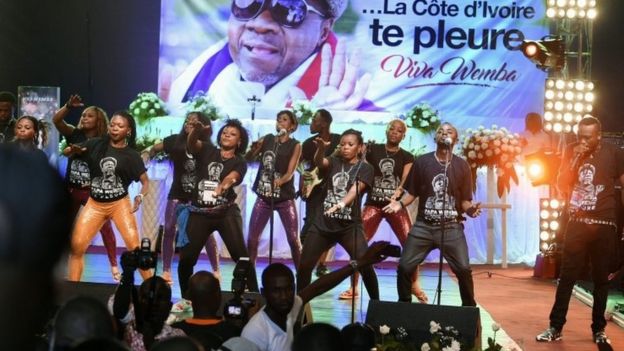 Papa Wemba's group performing at the memorial concert
