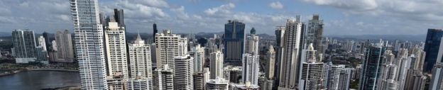 Aerial view of the Panama City bay taken on March 23, 2015