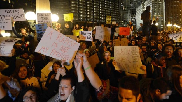 anti-Trump protest in Chicago