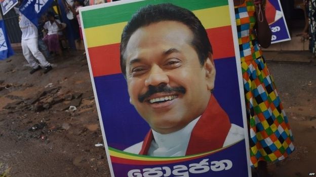 Election poster of former Sri Lankan President Mahinda Rajapaksa (17 August 2015)