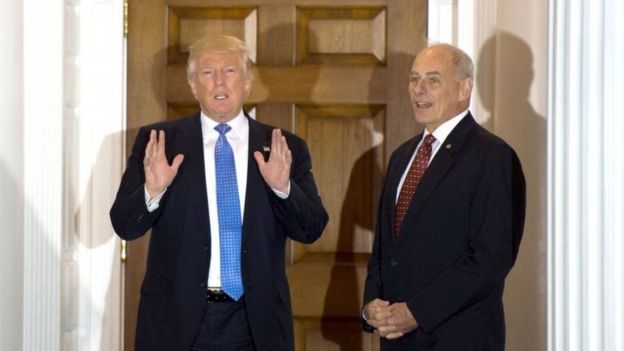 US President-elect Donald Trump meets with retired Marine Corps general John Kelly.