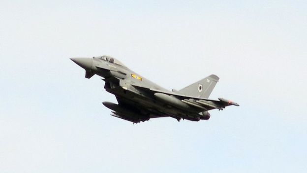 One of the RAF jets escorting the plane to Cardiff