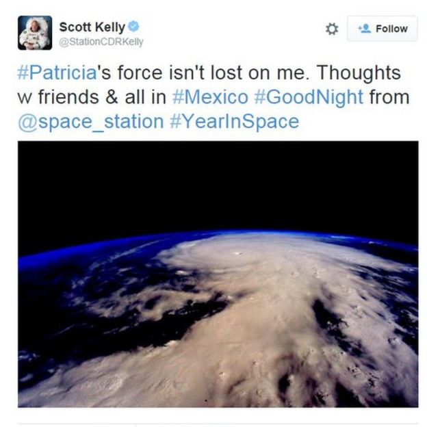 Tweet from Nasa's Scott Kelly @StationCDRKelly