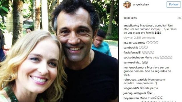 Post by TV presenter Angelica Huck on Instagram saying: I can't believe it - an incredible actor and human being. May God give light and peace to his family.