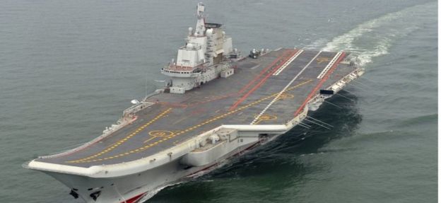 Chinese aircraft carrier Liaoning undergoing sea tests, May 2012