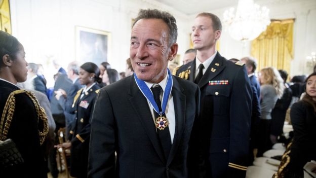 Singer Songwriter Bruce Springsteen departs after receiving the Presidential Medal of Freedom, 22 Nov 16