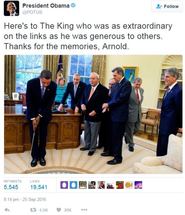 Tweet from Barack Obama reading:
