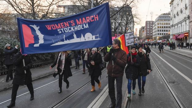 Marcha das Mulheres em Estocolmo