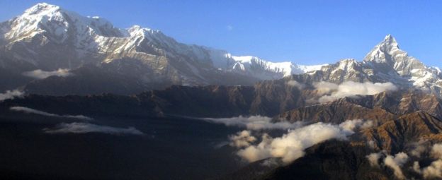 Aerial view of the Himalayan Mountains