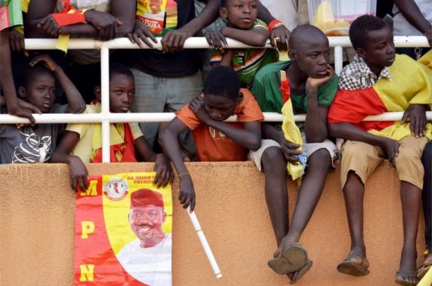 A group of young supporters of Niger's presidential candidate, Ibrahim Yacouba