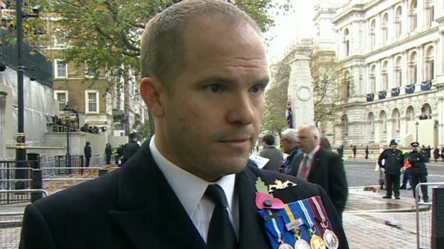 Cdr Duncan McClement from the Royal Navy said those killed in and conflicts old and new should never be forgotten - _86574196_86574195