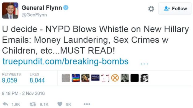 Michael Flynn Snr tweet