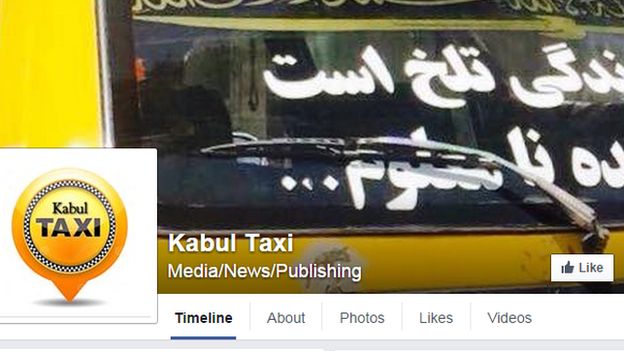 The original Kabul Taxi. The writing in the window reads: “Life is very hard and the future is uncertain.”