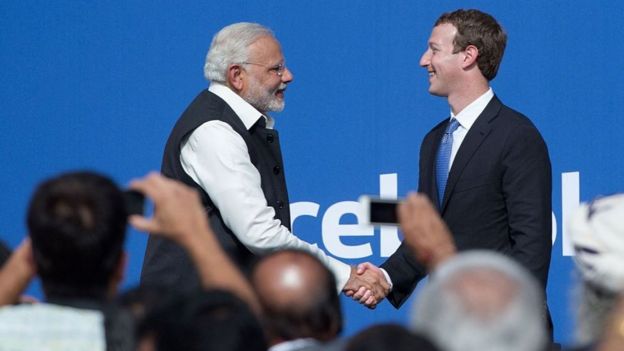 Mark Zuckerberg recibe al primer ministro de India, Narendra Modi