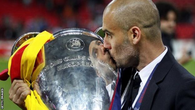 Guardiola alishinda kombe mara mbili akiwa na Barcelona mwaka 2009 na 2011