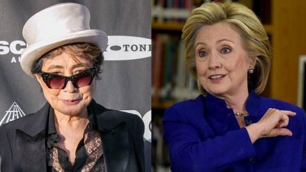 Yoko Ono y Hillary Clinton