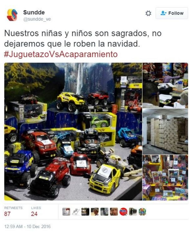 A tweet in Spanish from @sundde_ve, reading 