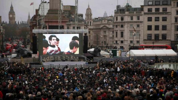 The Salesman was shown on a screen in London's Trafalgar Square on Sunday