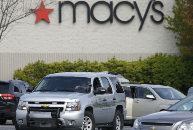 Police cars outside Macy's, Burlington. 24 Sept 2016