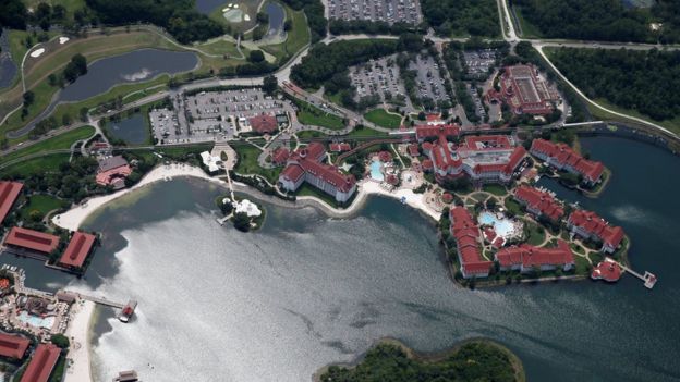 Vista aérea del Grand Floridian Resort.