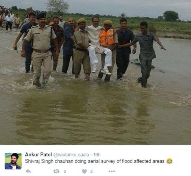 Shivraj Singh chauhan doing aerial survey of flood affected areas 😂